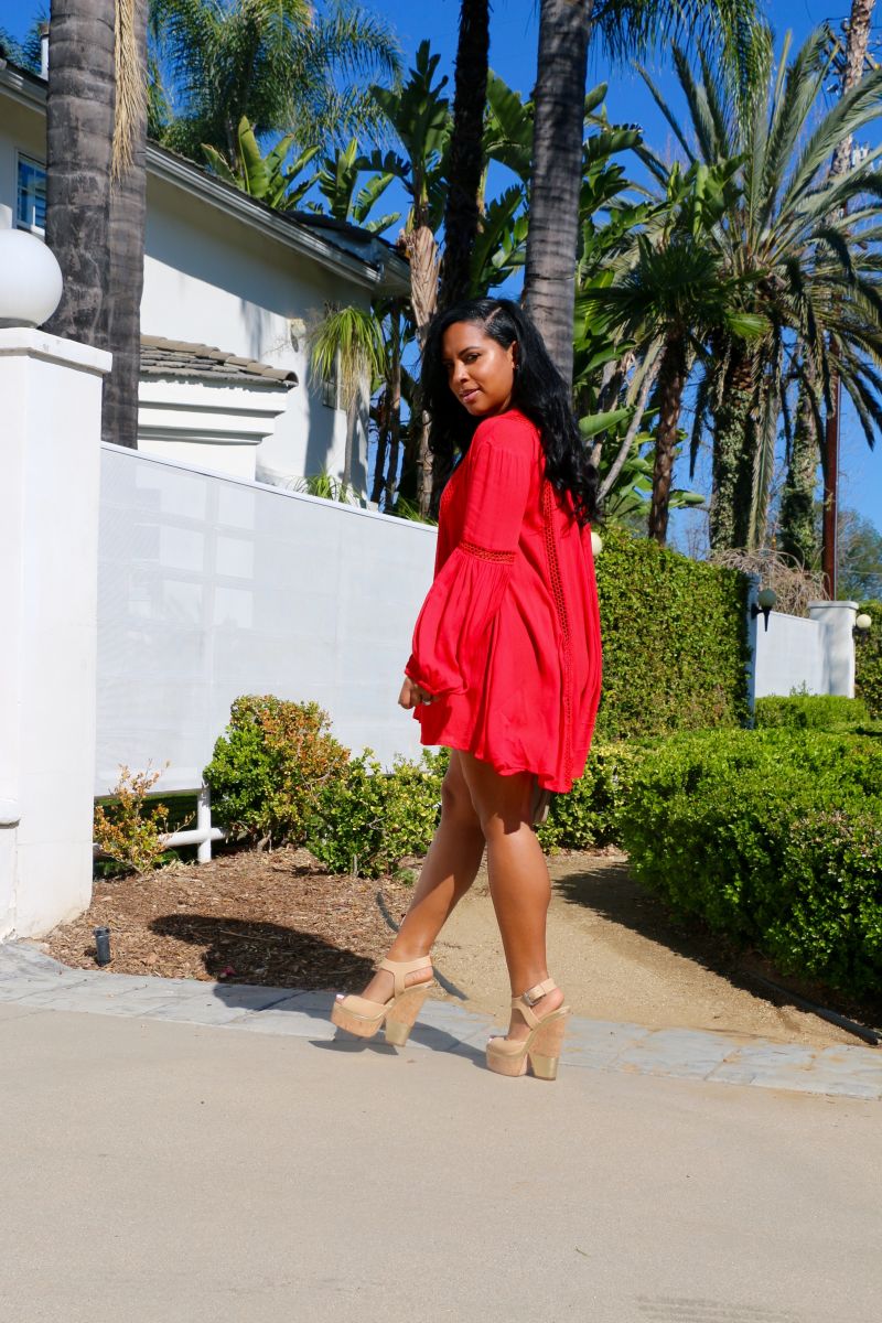 Baby Doll Red Dress + Wedges