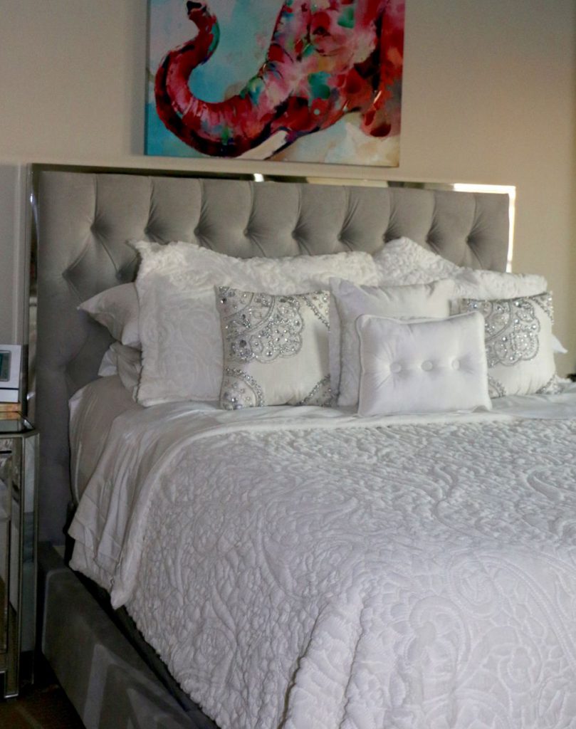 EMBROIDERED LONG FAUX FUR COVERLET SET 5-PIECE - IVORY bedding