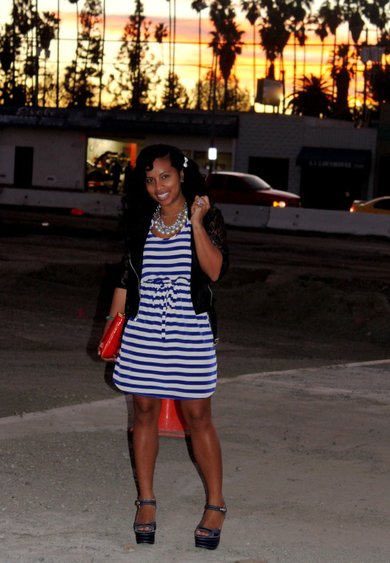 Fredericks of Hollywood Jacket, Miu Miu wedges, LV bag