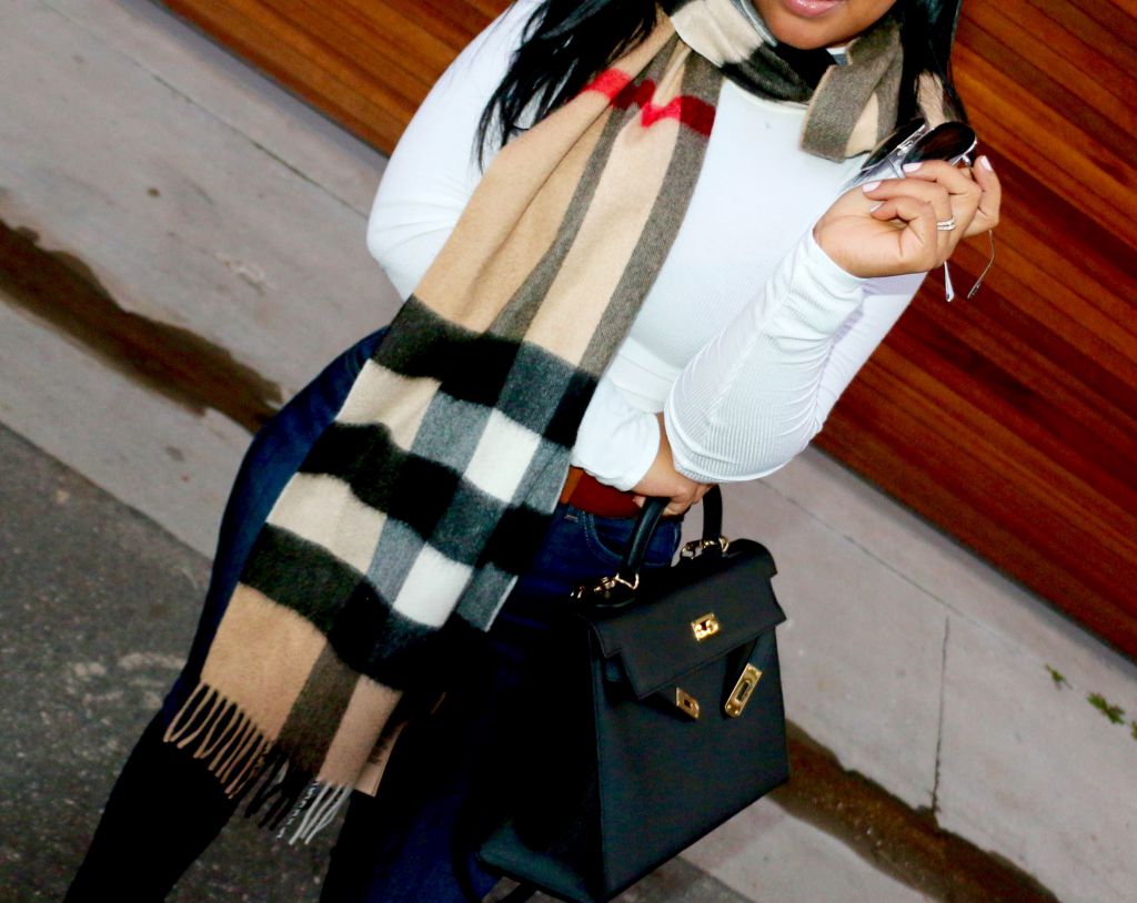 Burberry check cashmere scarf fashion blogger