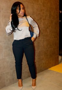 H&M Slacks and blouse fashion blogger