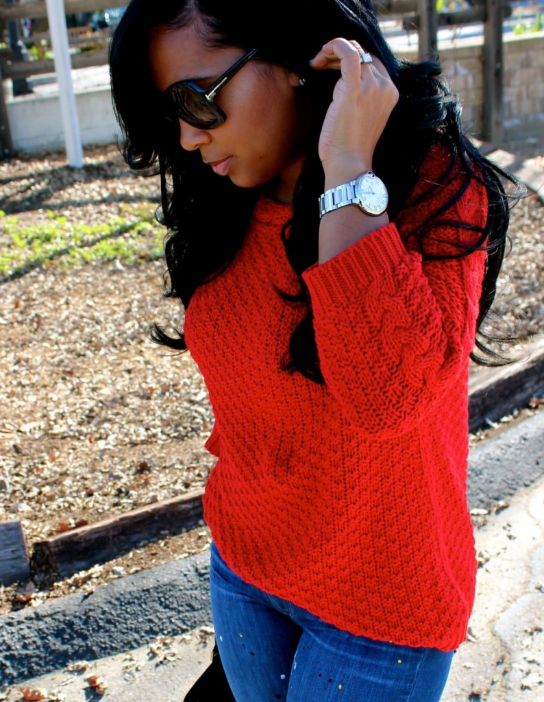 Rag & Bone Floppy Brim Fedora Hat, Zara Sweater, Paige Denim Paint Splattered Denim, YSL Bag, Tom Ford Shades, Christian Louboutin Patent Leather Pigalle Pumps