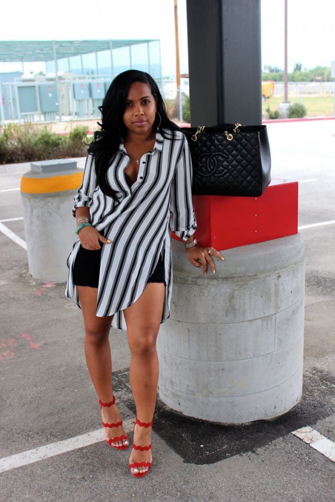 Wearing - F21 Blouse/Dress, Target Shorts, Prada Scalloped Sandals, Chanel Bag