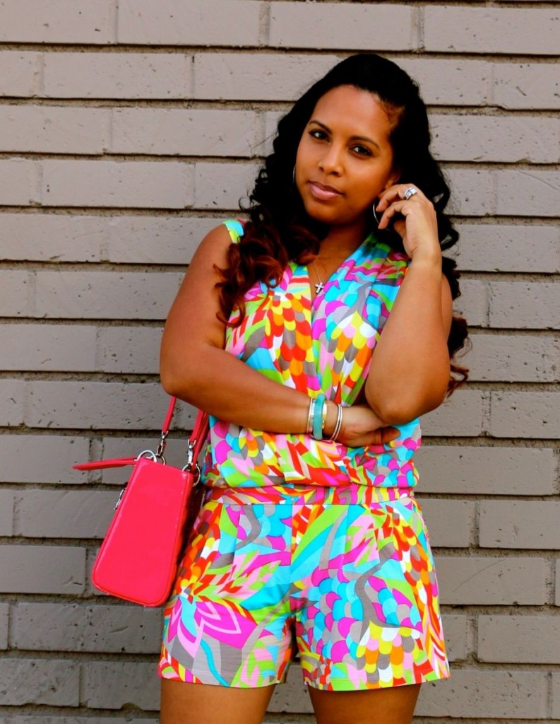 Wearing - Trina Turk Romper, Gucci Heels, and Dior Handbag